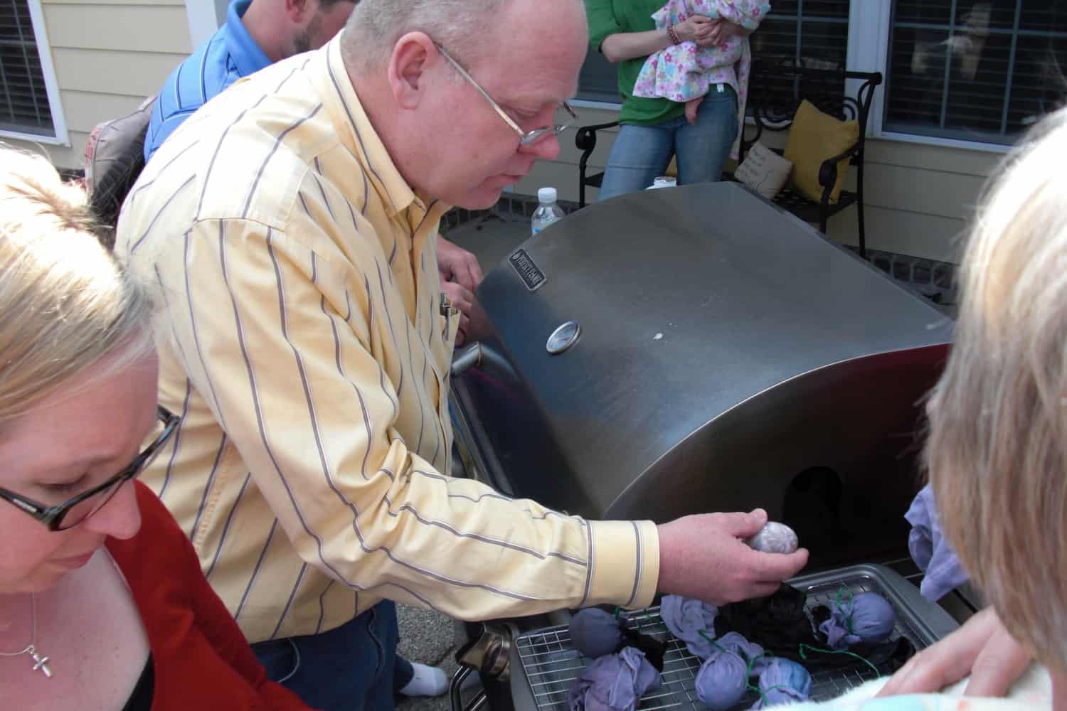 Using the grill to boil eggs.